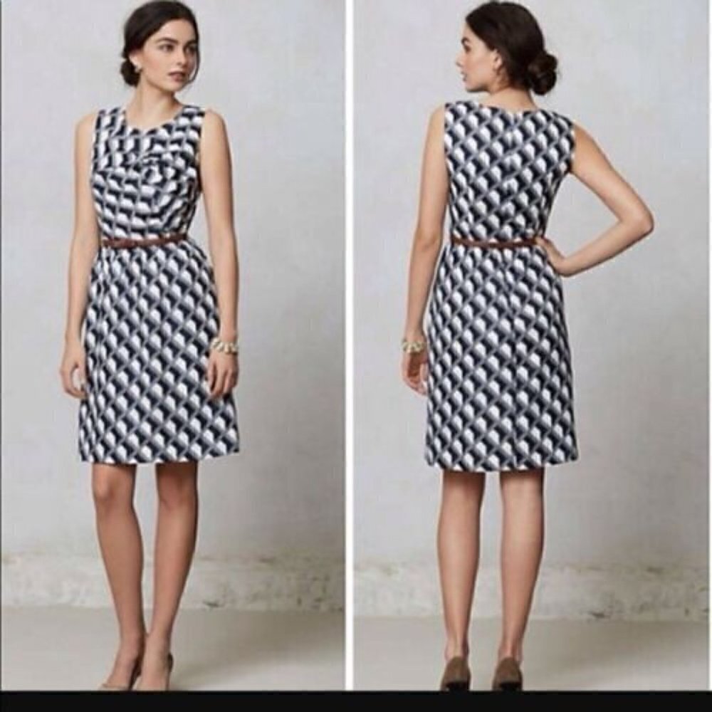Anthropology Hi There from Karen Walker Geometric Navy & White Sleeveless Dress